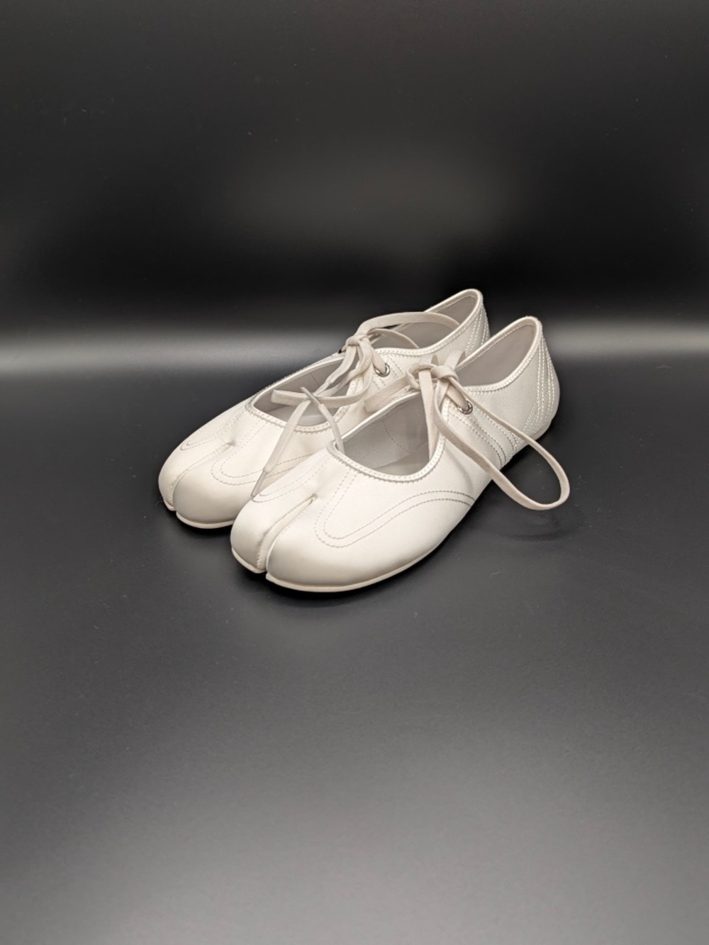 Jeffrey Campbell Saturna Split Toe Mary Janes White Satin Flats Tabi Sneaker 7